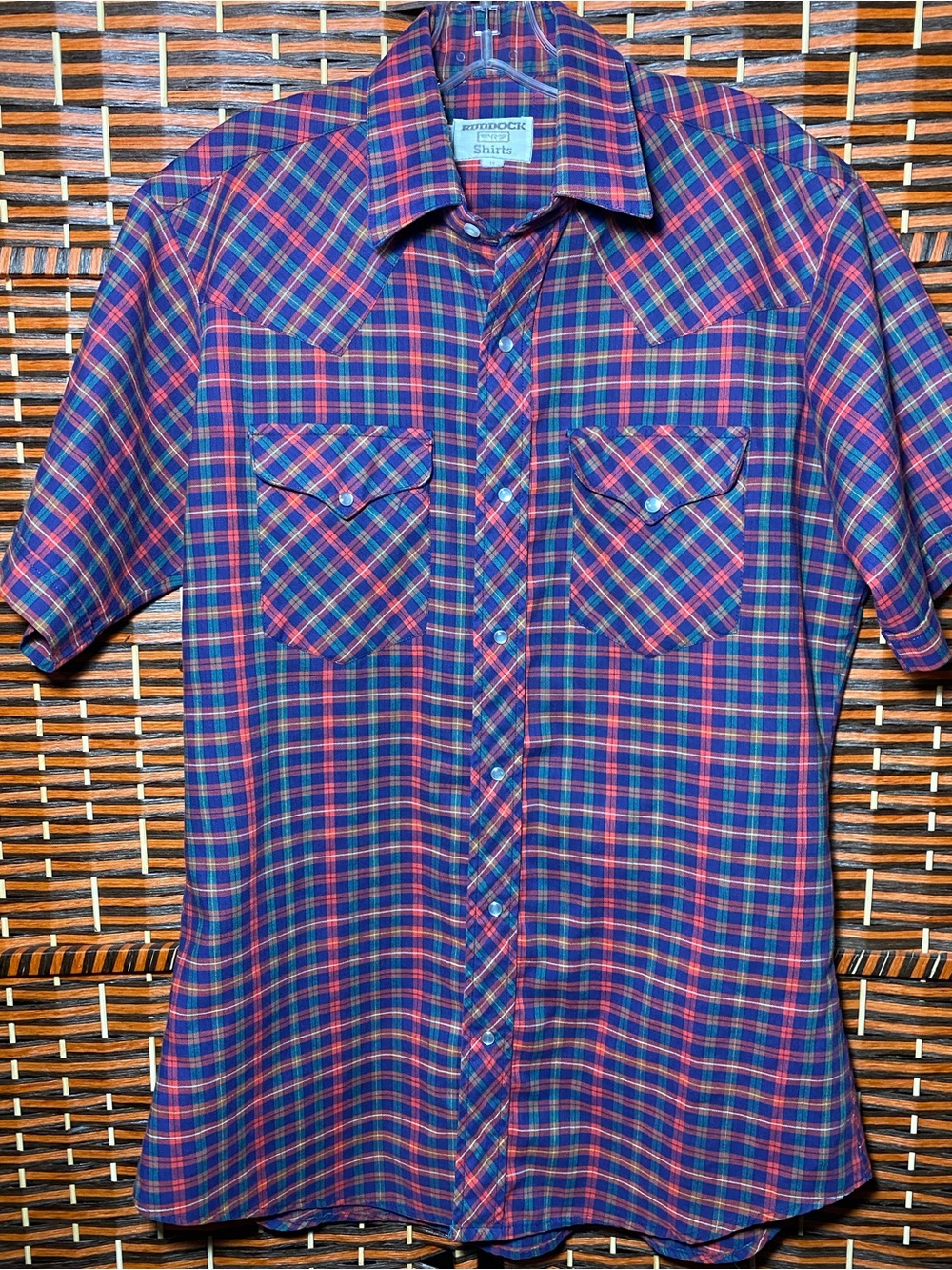 Vintage Ruddock Western Pearl Snap Shirt Mens Size 16 Plaid Short Sleeve